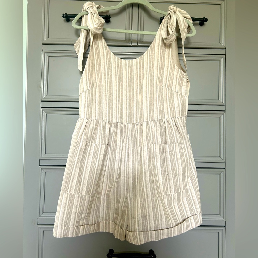 Mabel Tie Sleeve Striped Romper